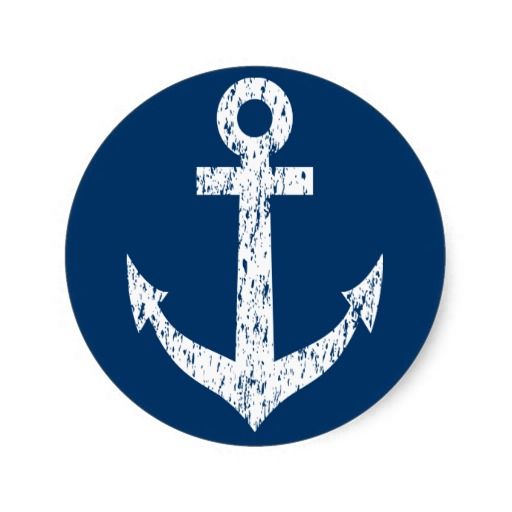 Navy Blue Stickers With Vintage Boat Anchor Icon