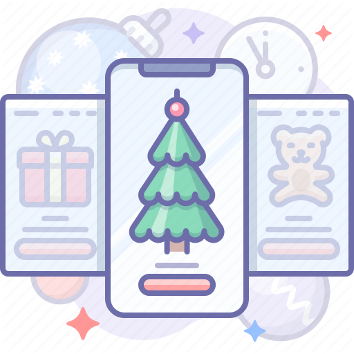 App, Mobile, Shop, Tree, Xmas Icon