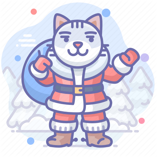 Cat, Gift, Santa, Xmas Icon