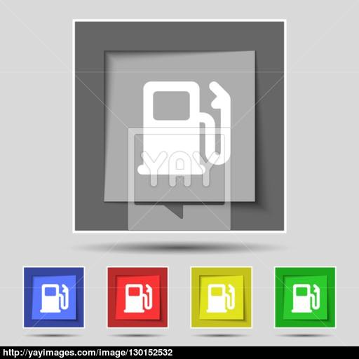 Petrol Or Gas Station, Car Fuel Icon Sign On The Original Five