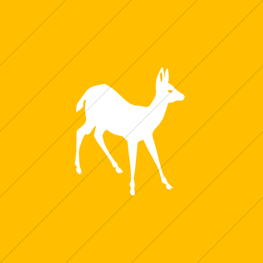 Flat Square White On Yellow Animals Deer Icon