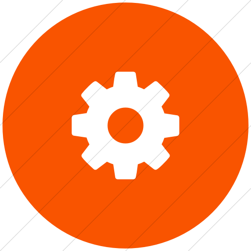 Flat Circle White On Orange Bootstrap Font Awesome Gear
