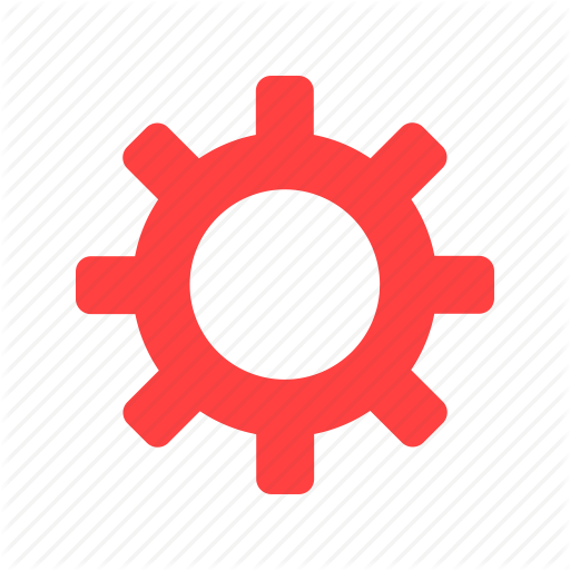 Cog, Customize, Gear, Preferences, Red Icon