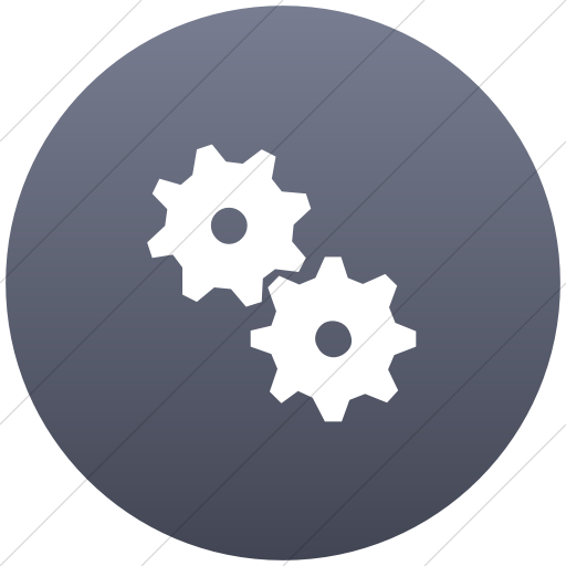 Flat Circle White On Blue Gray Gradient Classica Gears Icon