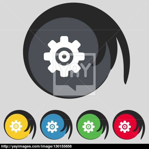 Cog Settings, Cogwheel Gear Mechanism Icon Sign Symbol On Five