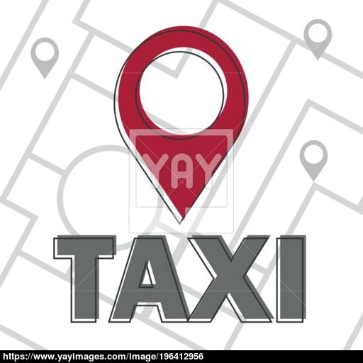 Vector Taxi Icon Map Pin With Taxi Checks Sign Vector