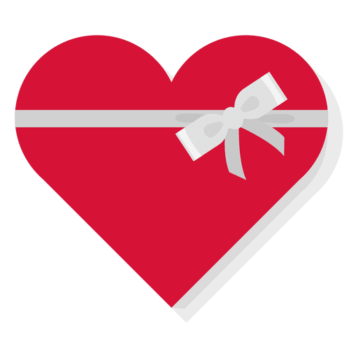 Red Heart Gift Box Silver Bow Icon