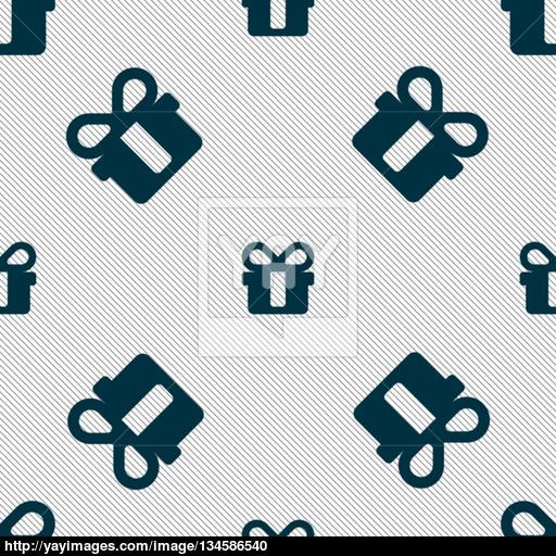 Gift Icon Sign Seamless Pattern With Geometric Texture Vector