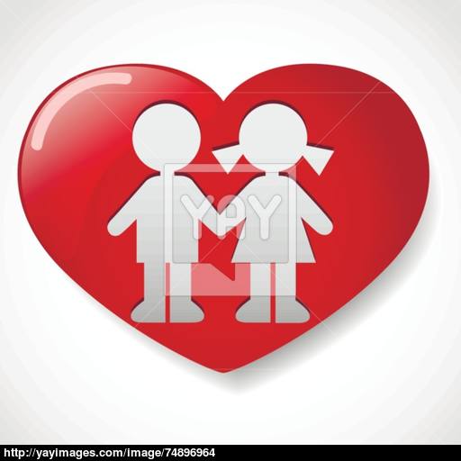 Boy And Girl In The Heart Icon Vector