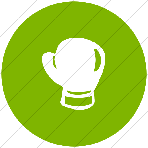 Flat Circle White On Green Classica Boxing Glove Icon
