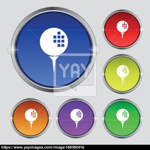 Golf Icon Sign Round Symbol On Bright Colourful Buttons Vector