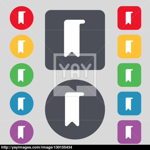 Bookmark Icon Sign A Set Of Colored Buttons Flat Design
