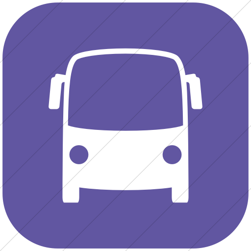 Flat Rounded Square White On Purple Raphael Bus Icon