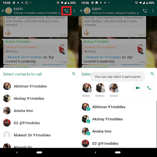 Whatsapp Groups Get Voice Video Calling Button Multi Share