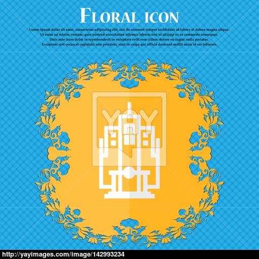 Skyscraper Floral Flat Design On A Blue Abstract Background
