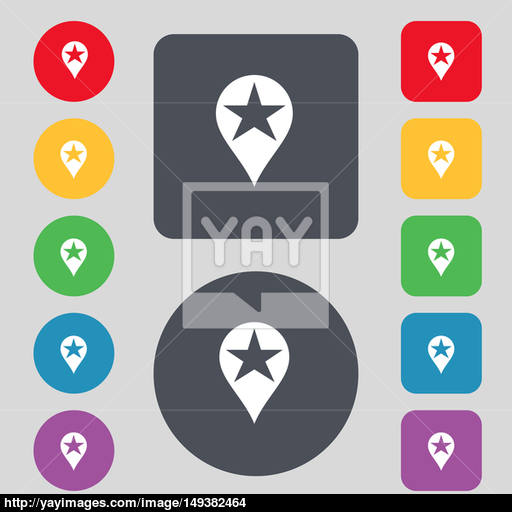 Map Pointer Award, Gps Location Icon Sign A Set Of Colored