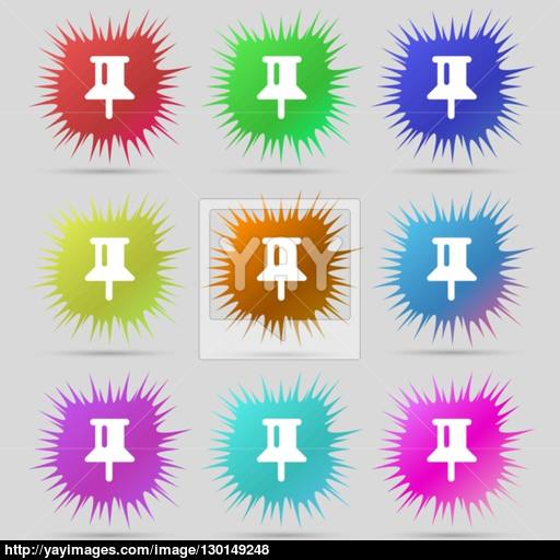 Map Pointer, Gps Location Icon Sign A Set Of Nine Original Needle