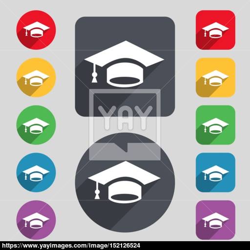 Graduation Icon Sign A Set Of Colored Buttons And A Long