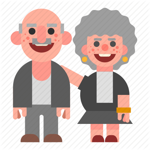 Couple, Grandma, Grandpa, Grandparents, Laughing, Smiling, White Icon