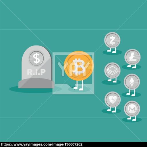 Dollar Coins Icon Tombstone Flat Real Money Vs Bitcoin Virtual