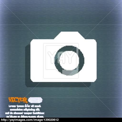Digital Photo Camera Icon Symbol On The Blue Green Abstract