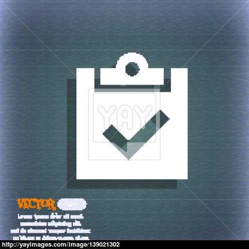 Check Mark, Tik Icon Symbol On The Blue Green Abstract Background