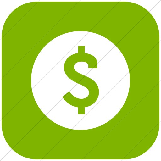 Flat Rounded Square White On Green Raphael Dollar Sign Icon