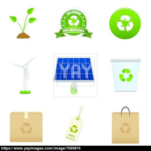 Renewable Energy And Recycle Icon Vector
