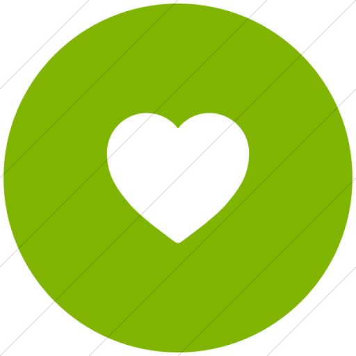 Flat Circle White On Green Foundation Heart Icon