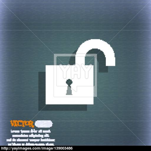 Open Lock Icon Symbol On The Blue Green Abstract Background
