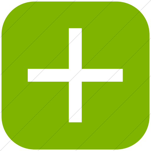 Flat Rounded Square White On Green Classica Plus Sign Icon