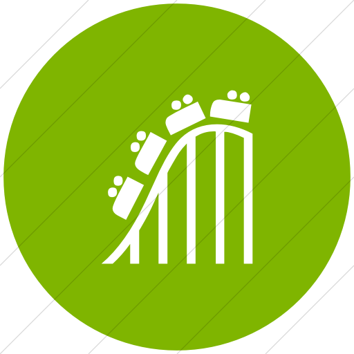 Flat Circle White On Green Classica Roller Coaster Icon