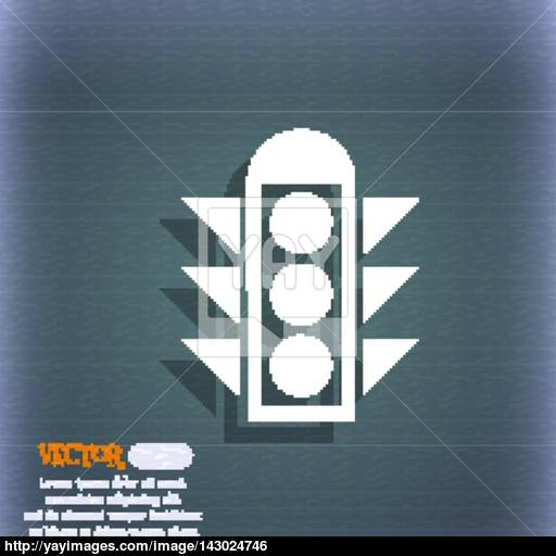 Traffic Light Signal Icon Sign On The Blue Green Abstract