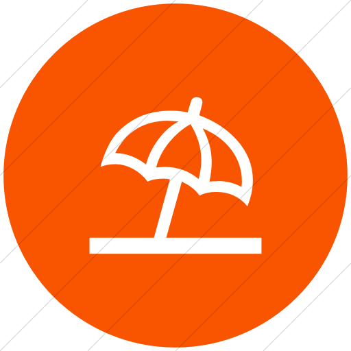 Flat Circle White On Orange Classica Umbrella On Ground