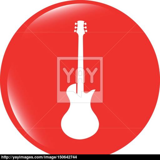Vector Guitar Icon Button Isolated Vector
