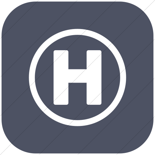 Flat Rounded Square White On Blue Gray Encircled