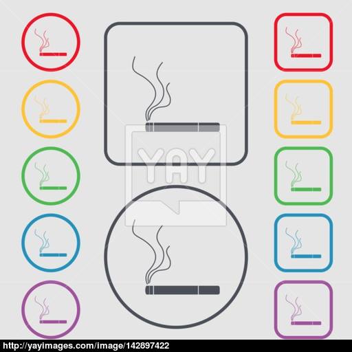 Smoking Sign Icon Cigarette Symbol Symbols On The Round