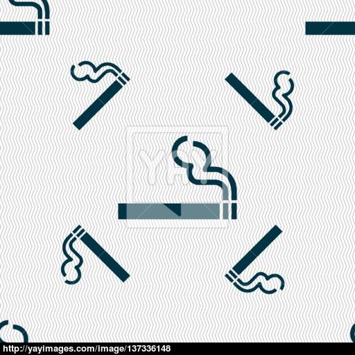 Cigarette Smoke Icon Sign Seamless Pattern With Geometric Texture