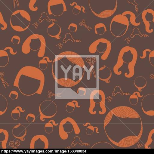 Hairstyle Silhouette Seamless Pattern Woman,girl,female,boy,man