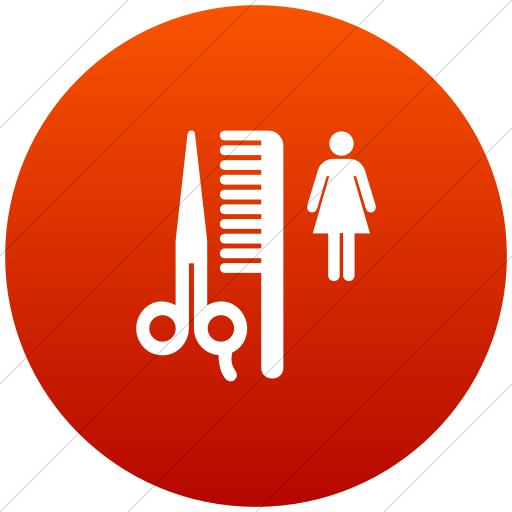 Flat Circle White On Red Gradient Aiga Beauty Salon Icon