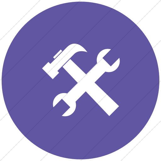 Flat Circle White On Purple Classica Hammer And Wrench Icon
