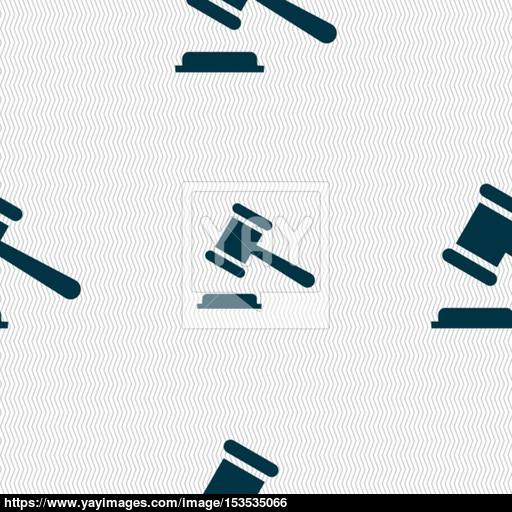 Judge Or Auction Hammer Icon Sign Seamless Pattern With Geometric