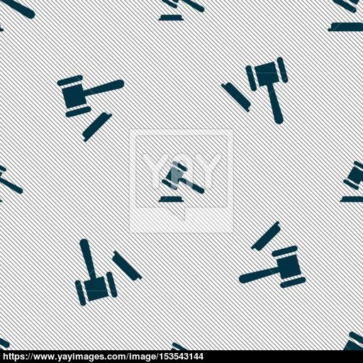 Judge Or Auction Hammer Icon Sign Seamless Pattern With Geometric