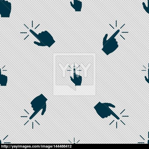 Click Here Hand Icon Sign Seamless Pattern With Geometric Texture