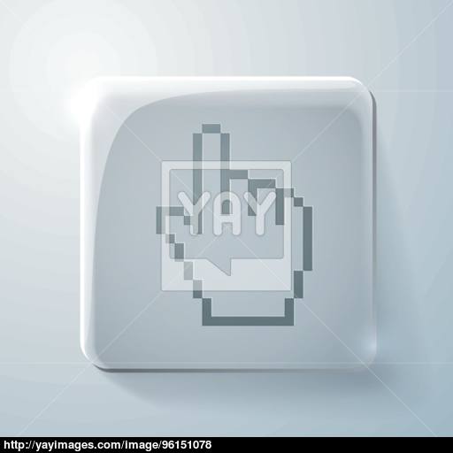 Glass Square Icon Mouse Hand Cursor Vector