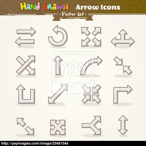 Vector Hand Draw Arrow Icon Set Vector