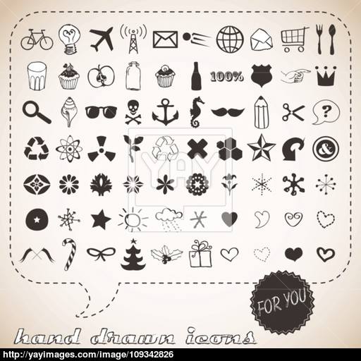 Hand Drawn Icons Set For You Vector