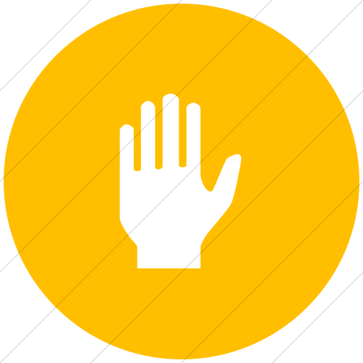 Flat Circle White On Yellow Classica Right Stop Hand Icon