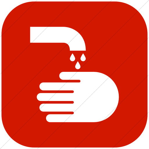 Flat Rounded Square White On Red Iconathon Hand Wash Icon