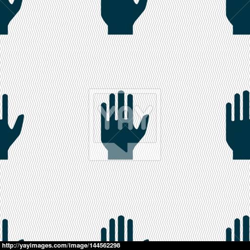 Hand Print Sign Icon Stop Symbol Seamless Abstract Background